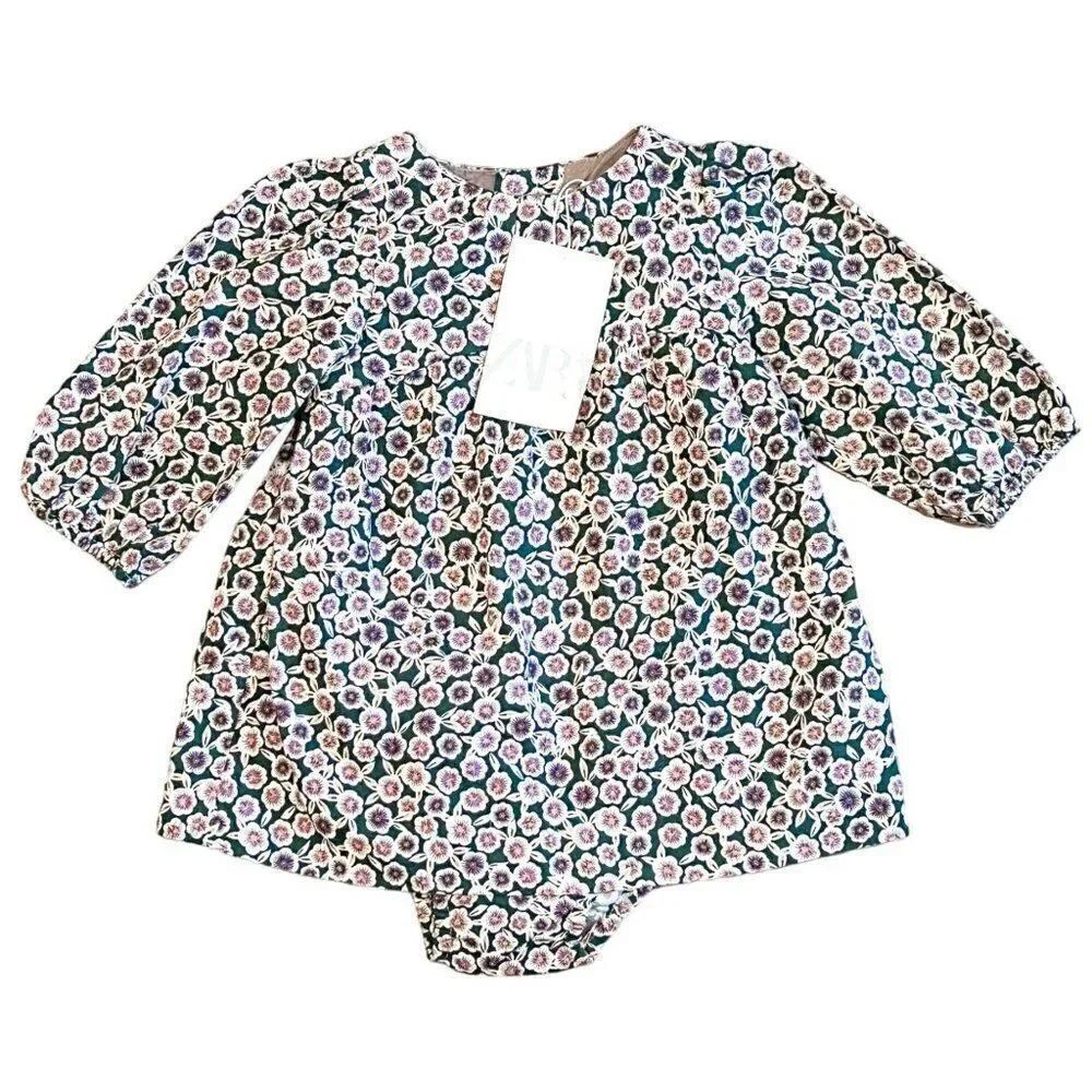 NWT! Zara Floral Print Dress with Boomers Size 9-12M